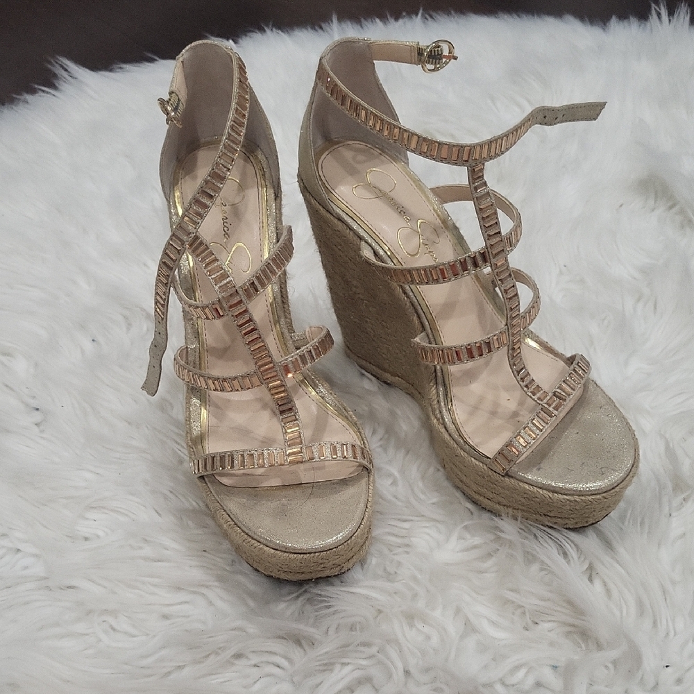 Elegant Gold Wedge Sandals